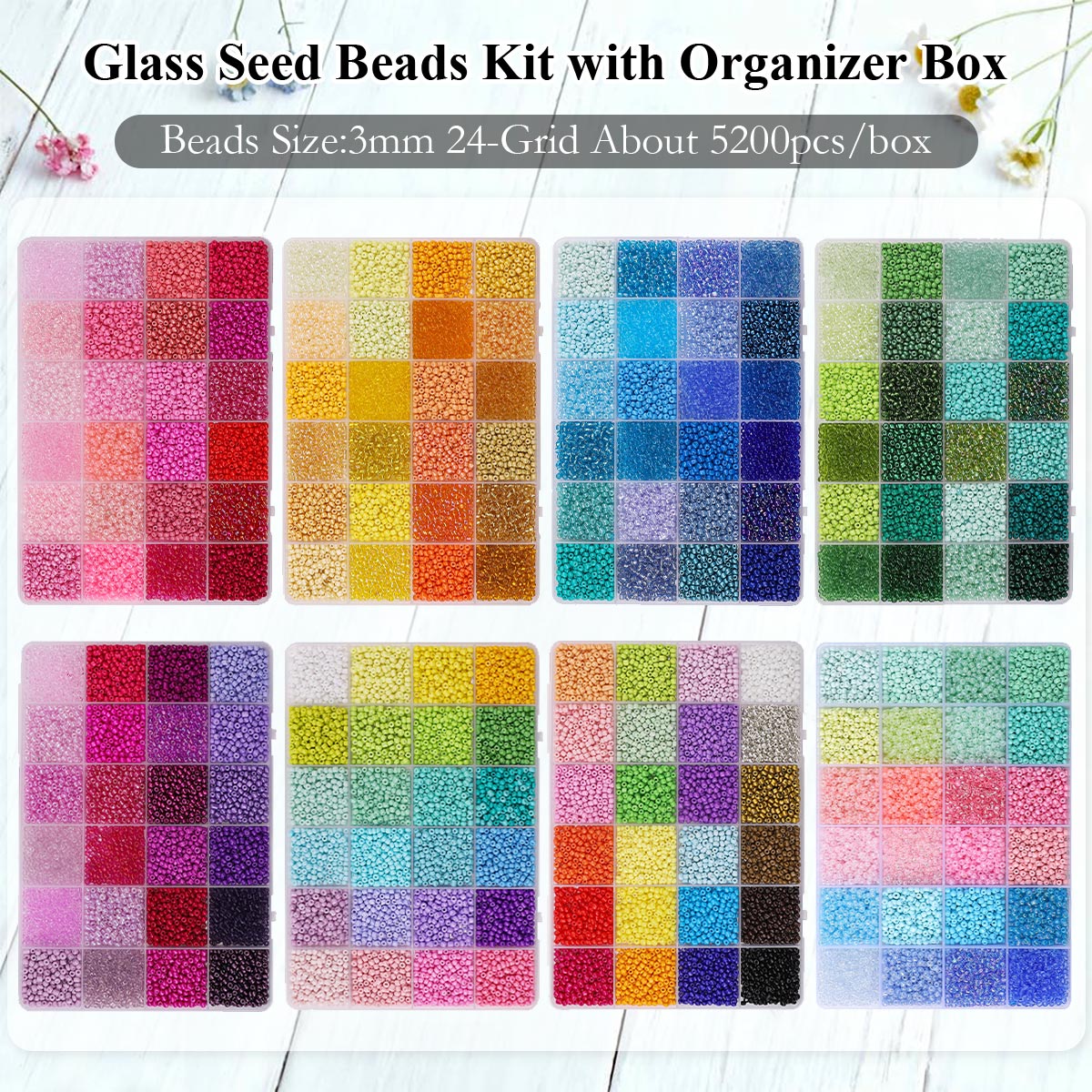 5200pcs 3mm Glass Seed Beads K - đánh giá và giá Bead Organizer Tray